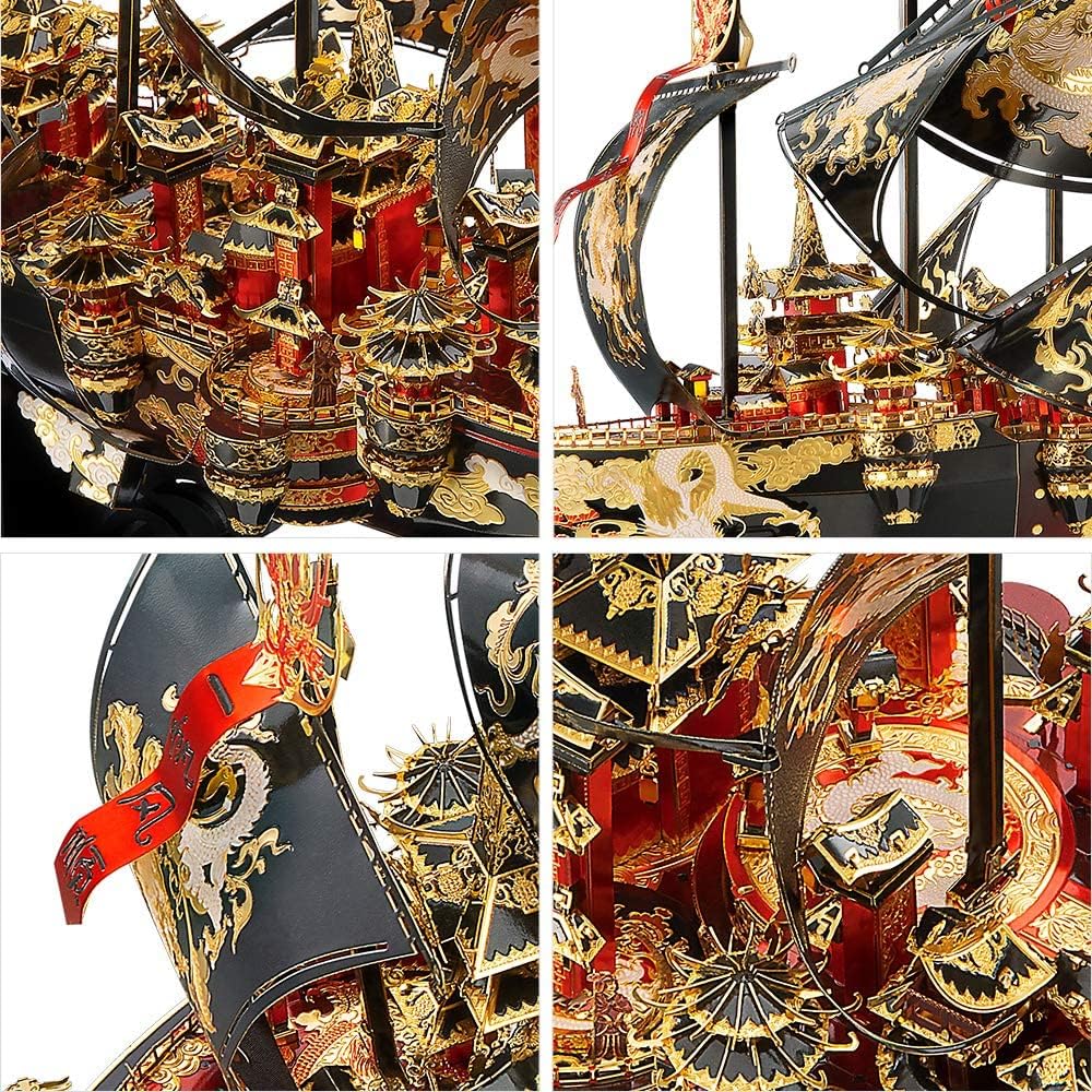 Piececool 3D Puzzle Metall, Wind und Wellen Trotzen Piratenschiff Modellbausatz Erwachsene, 3D-Puzzl
