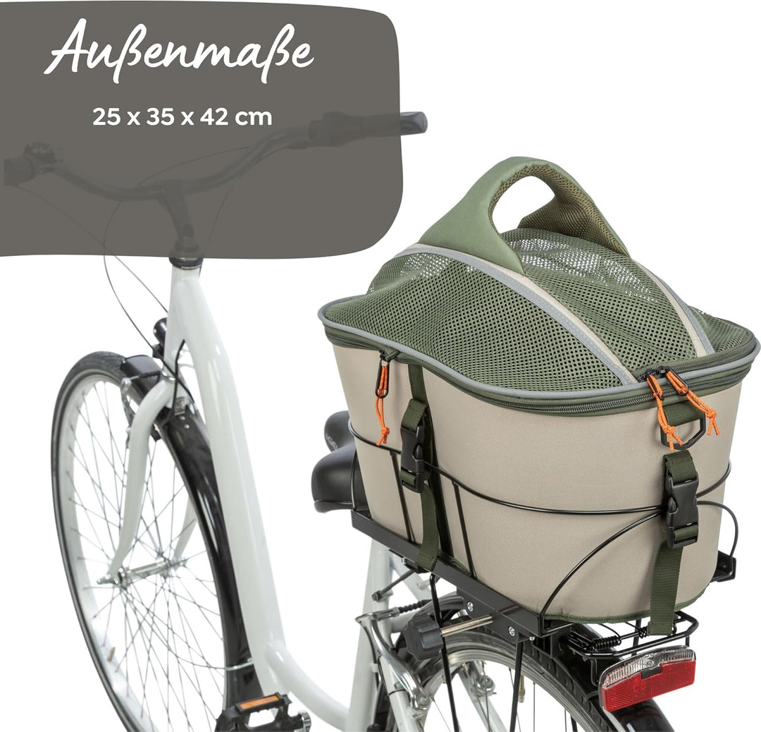 TRIXIE Fahrradkorb - olivgrün/beige