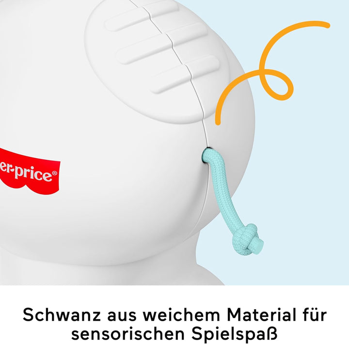 Mattel Fisher-Price Babyspielzeug Eisbär zum Hinterherkrabbeln, Aktivitätsfahrzeug zum Thema Tier mi