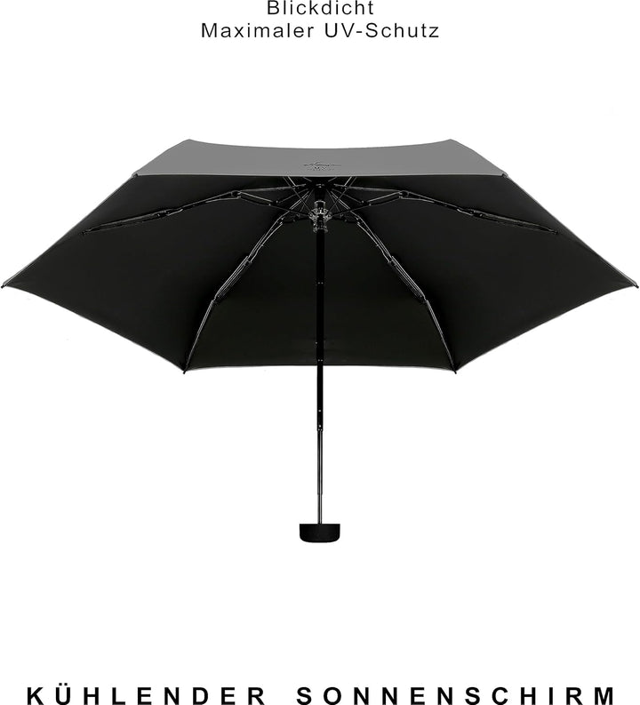 Ambra UV: Regenschirm mit UV-Schutz. Windfester Mini-Taschenschirm für Regen und Sonne. 220 g 18 x 5