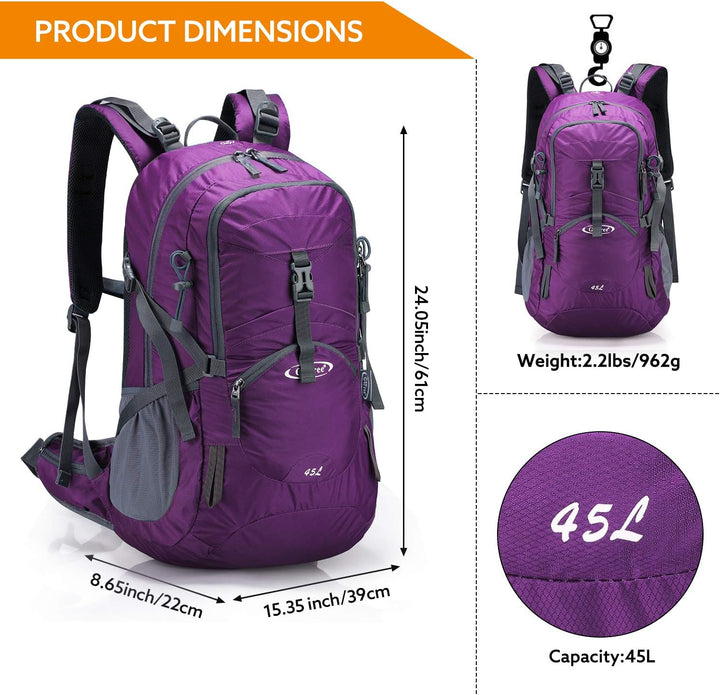 G4Free 45L Wanderrucksäcke mit Regenschutz Wasserdicht Trekkingrucksack Reiserucksack Outdoor Campin