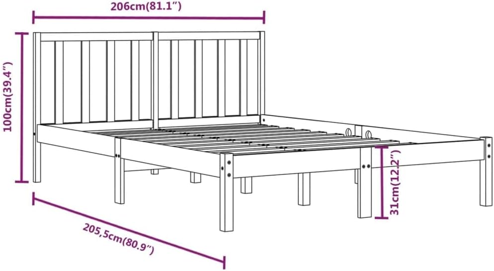 vidaXL Massivholzbett Holzbett Bett Doppelbett Bettgestell Bettrahmen Lattenrost Schlafzimmermöbel S