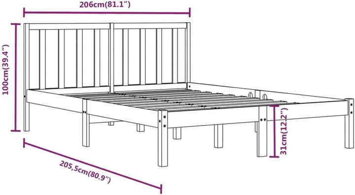 vidaXL Massivholzbett Holzbett Bett Doppelbett Bettgestell Bettrahmen Lattenrost Schlafzimmermöbel S
