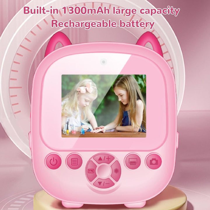 Sofortdruckkamera für, 48 MP 1080P 2,4-Zoll-Bildschirmkamera, DIY-Graffiti-Timer-Countdown-Selfies-K