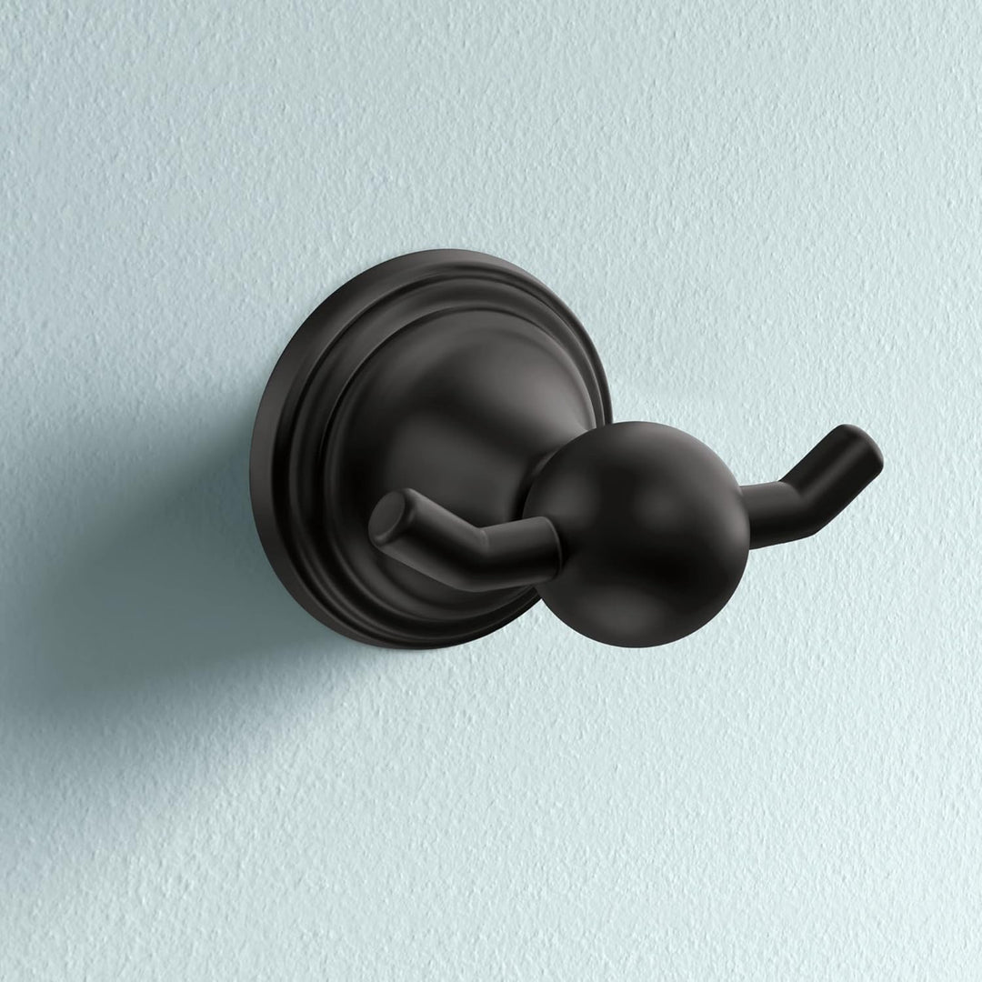 Moen DN8403BL Preston Doppel-Kleiderhaken, Mattschwarz Mattes Schwarz Kleiderhaken, Mattes Schwarz K