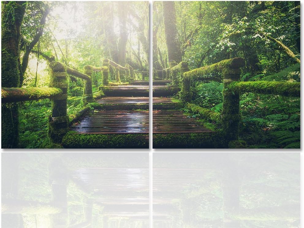 Feeby. Wandbilder - 2 Teile - 140x70 cm - quadratische Form Bilder Kunstdrucke Deko Panel WALD, NATU