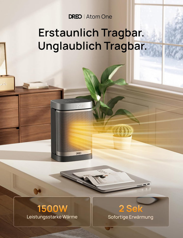 Dreo Heizlüfter Energiesparend Leise, 1500W Heizung Elektrisch mit Fernbedienung, 70° Oszillierend E