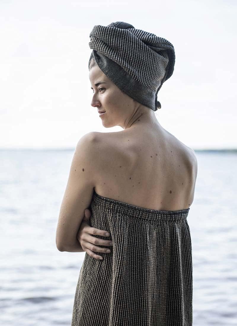 Rento Hüfttuch Sauna Kilt, Farbe schwarz/Natur