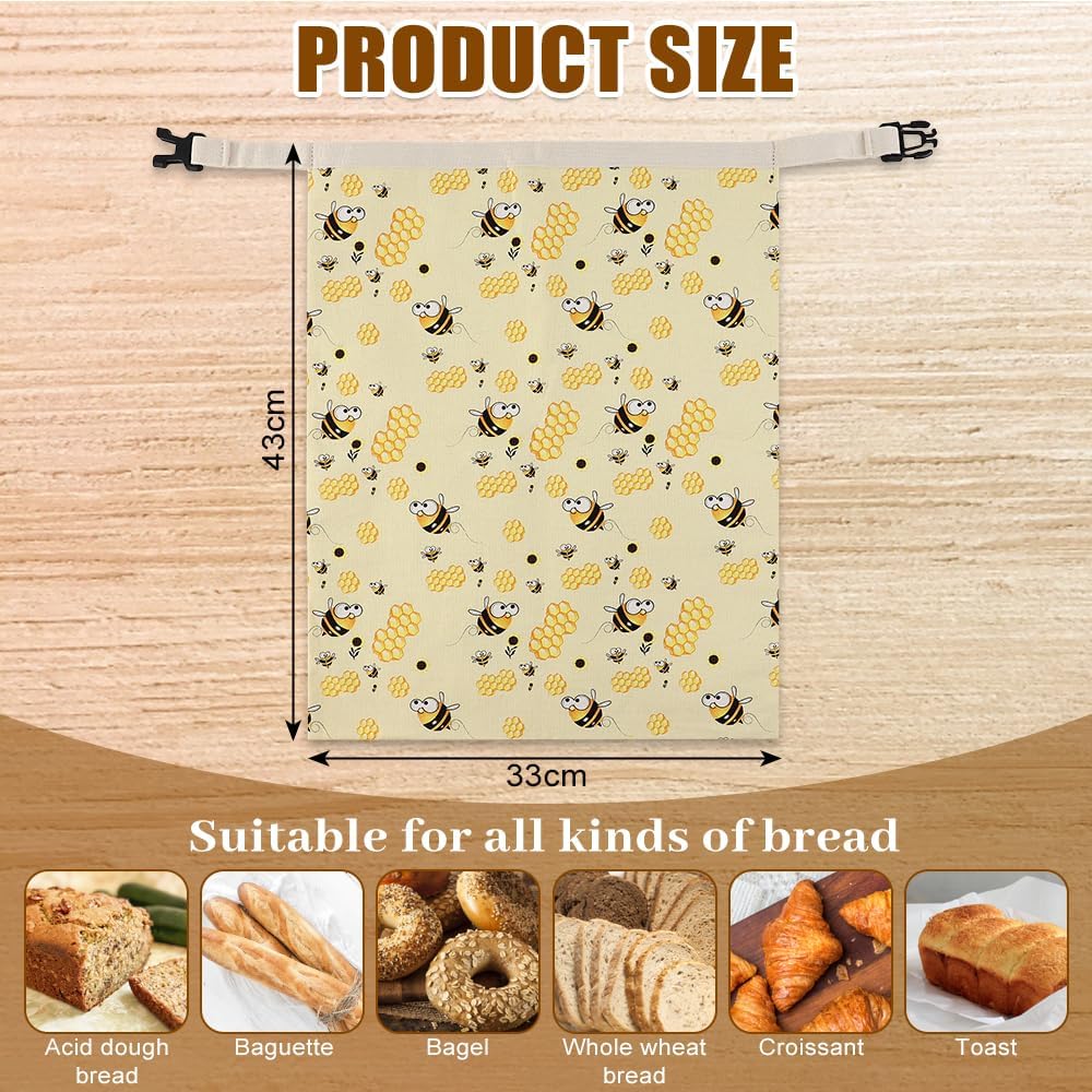2 Stück Bienenwachs Brotbeutel Gross, Wiederverwendbare Brotbeutel mit Bienenwachs, 43x33 cm Brotbeu