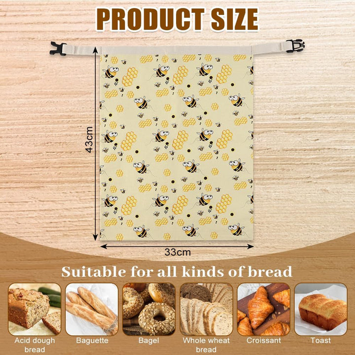 2 Stück Bienenwachs Brotbeutel Gross, Wiederverwendbare Brotbeutel mit Bienenwachs, 43x33 cm Brotbeu