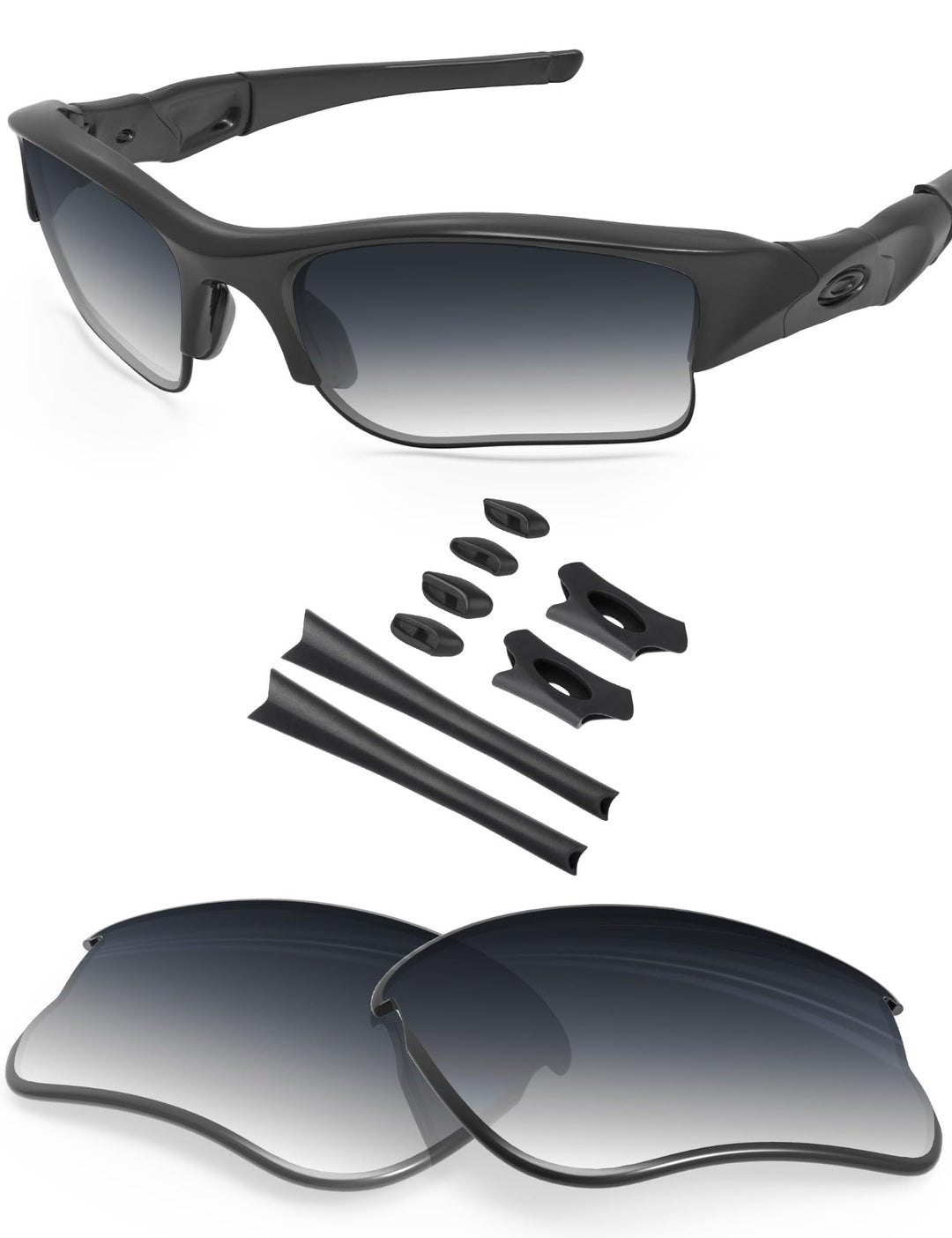BlazerBuck Anti-salz Polarisierte Ersatzgläser für Oakley Flak Jacket XLJ - Grauer Farbverlauf