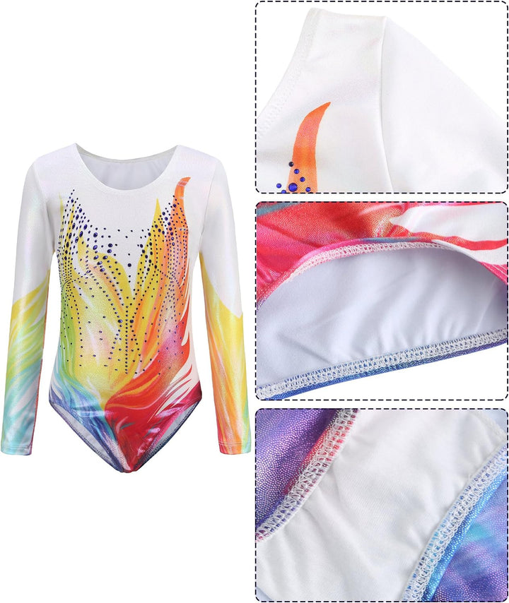 SEAUR Mädchen Turnanzug Turnshorts Haarband Set Kinder Turnen Trikot Shorts Gymnastik Ärmellos/Langa