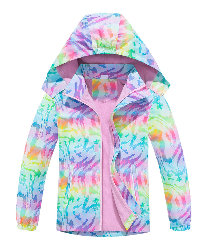 CAMLAKEE Softshelljacke Mädchen Regenjacke Kinder Wasserdicht Jacke Gradient Windjacke 120 Rosa, 120