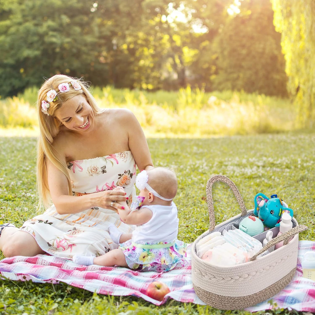 Zyluniy Baby Windel Caddy Organizer, Wickel Organizer, Windel Caddy mit Fächern & Griffen, Multifunk