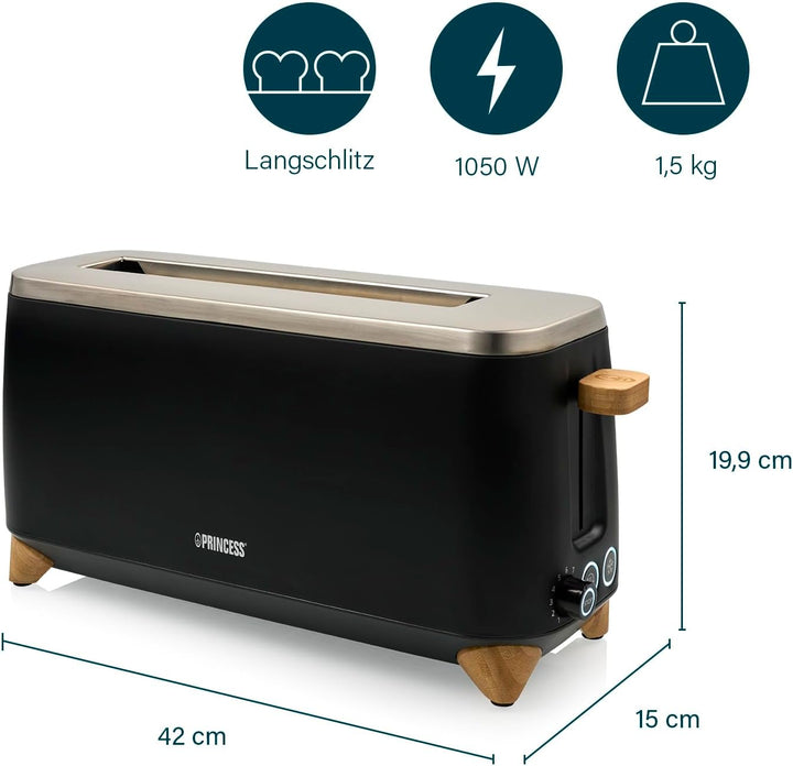 Princess Toaster Pure – Für 2 Scheiben gleichzeitig – 7 einstellbare Bräunungsstufen – Abbruch-, Auf