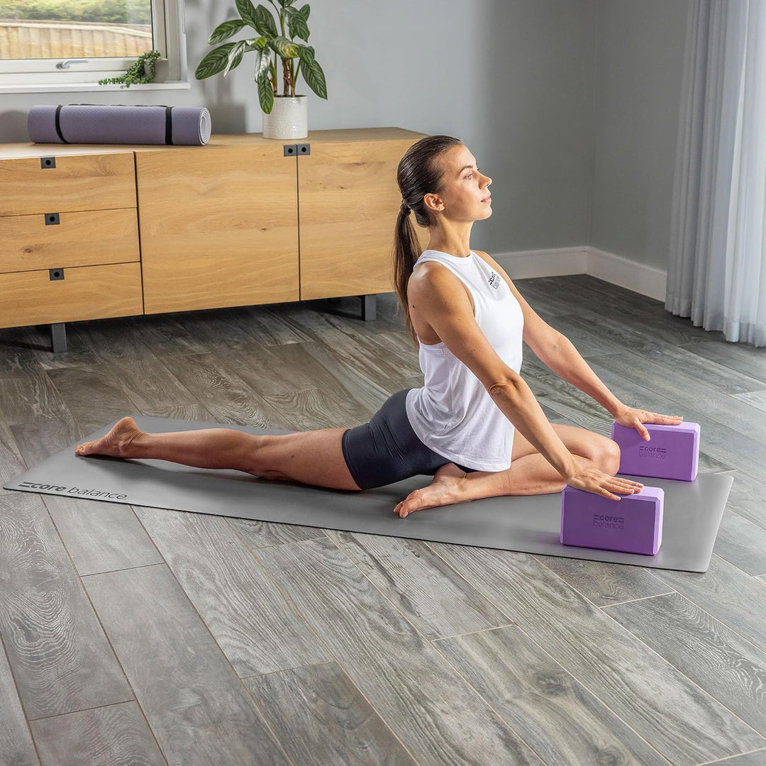 Core Balance Yoga Blocks im Doppelpack & GRATIS Yoga-Gurt, 2 STK. Eva Schaumstoff-Blöcke, robust & l