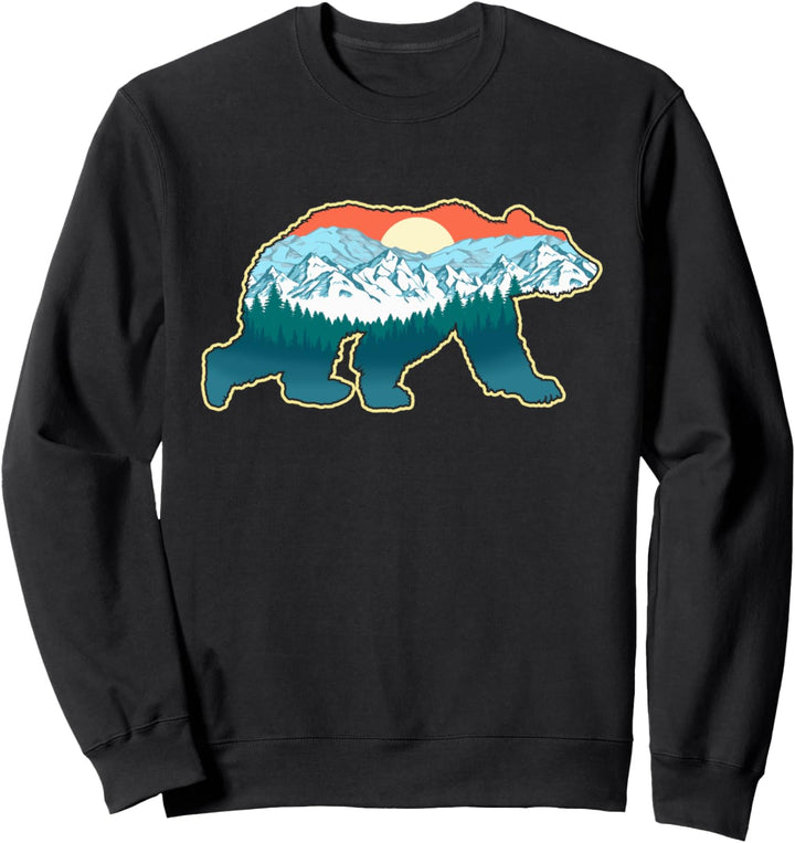 Bear Silhouette Great Outdoors Nature Graphic Sweatshirt