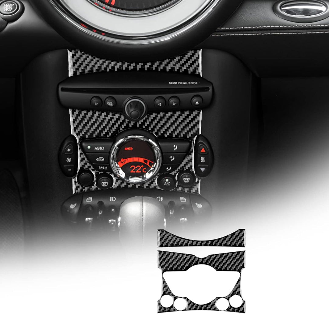 KUNGKIC Auto Zentraler Steuerknopf Panel Abdeckung Kohlefaser Innenraum Dekorativ für Mini Cooper Cl
