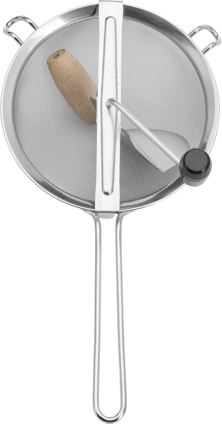 Westmark Passiersieb, Durchmesser: 20 cm, Rostfreier Edelstahl/Holz, Freches Früchtchen, Silber/Schw