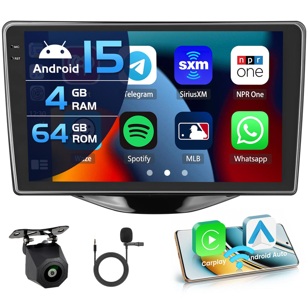 Inefala 4+64G Autoradio für Toyota Aygo Peugeot 108 Citroen C1 2015-2020 Android 15 mit 9'' In-Cell