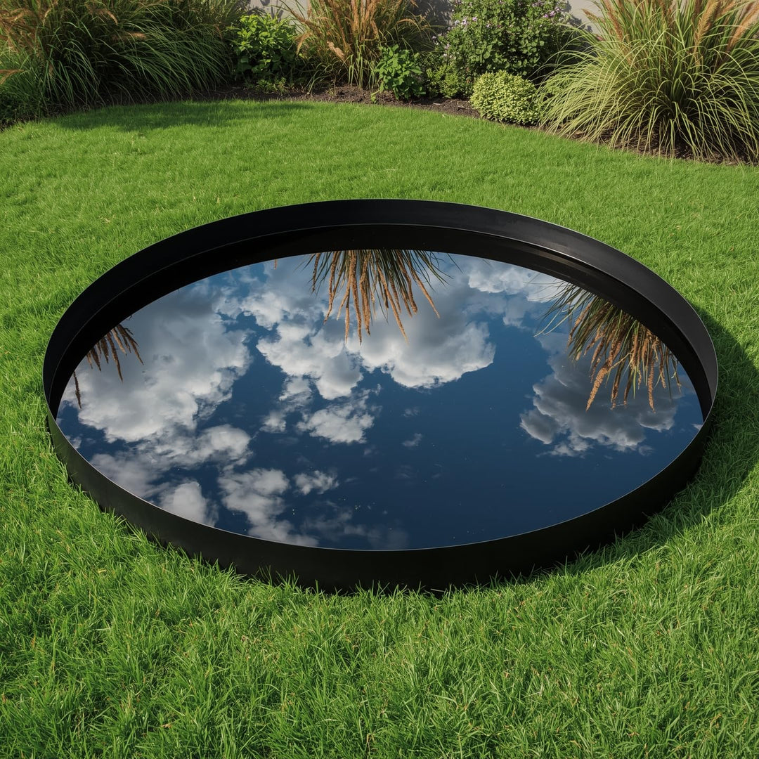 Wasserbecken/Wasserspiegel - Runde Schwarze Schale, Verzinkter Stahl 100cm Verzinkter Stahl Schwarz