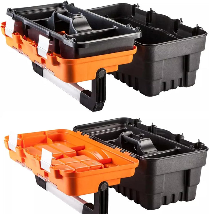 NEO TOOLS Gereedschapkoffer Werkzeugkasten 18", 46.2 x 25.6 x 24.2 cm, Alu-Schnappverschlüsse, 2 Auf