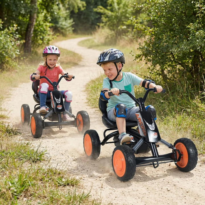 COSTWAY Kinder Gokart mit Pedal, Go Kart mit verstellbarem Sitz, Vor- & Rückwärtsgang, Tretauto bis