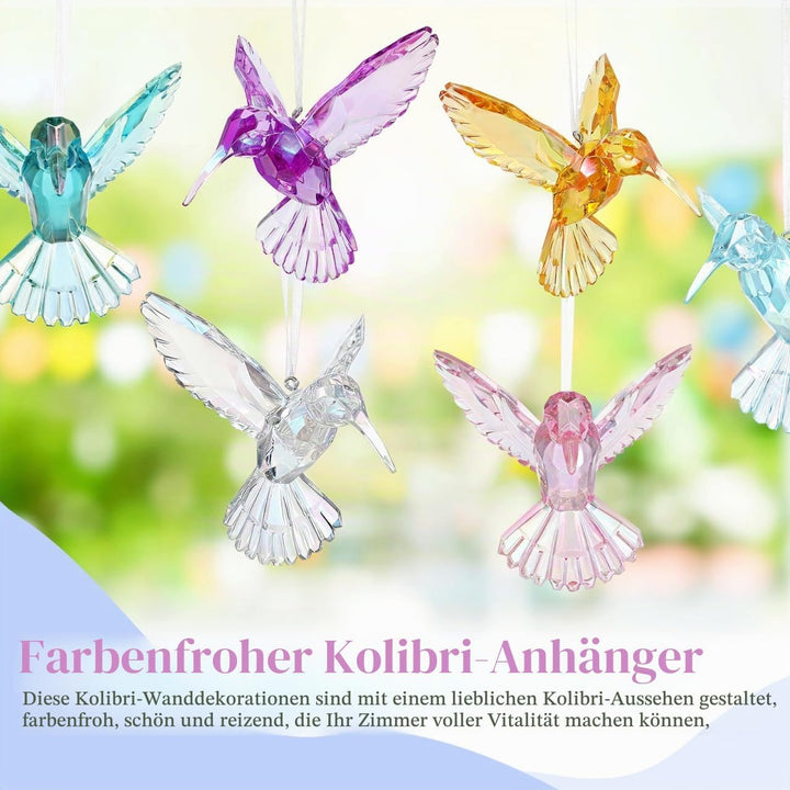 SEWACC 6 Stück Kristall-Vogel-Anhänger Kristall-Anhänger Weihnachtsdekorationen Klare Weihnachtsorna
