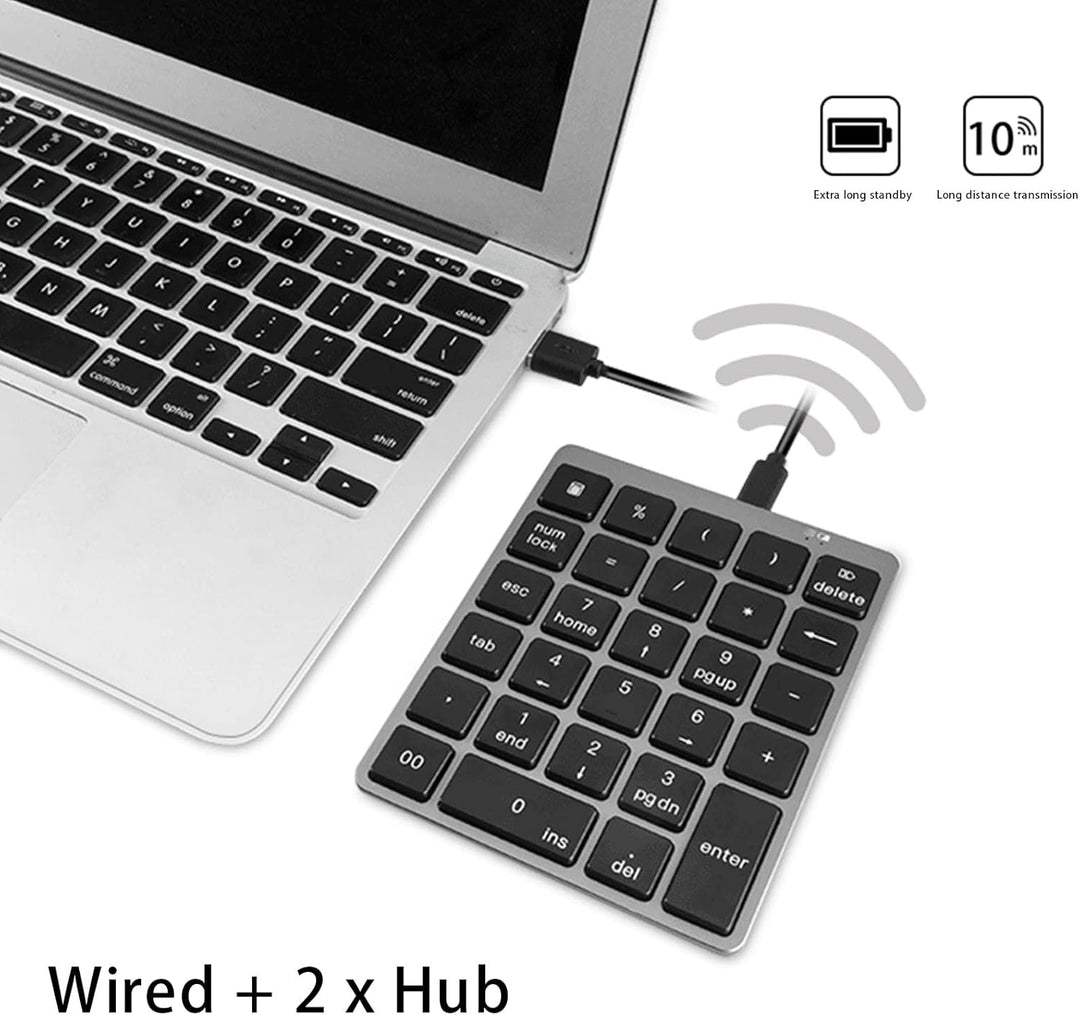Bewinner Drahtlose Nummernblöcke, USB Bluetooth Nummernblock, 28 Tasten, Tragbare Finanzbuchhaltung,