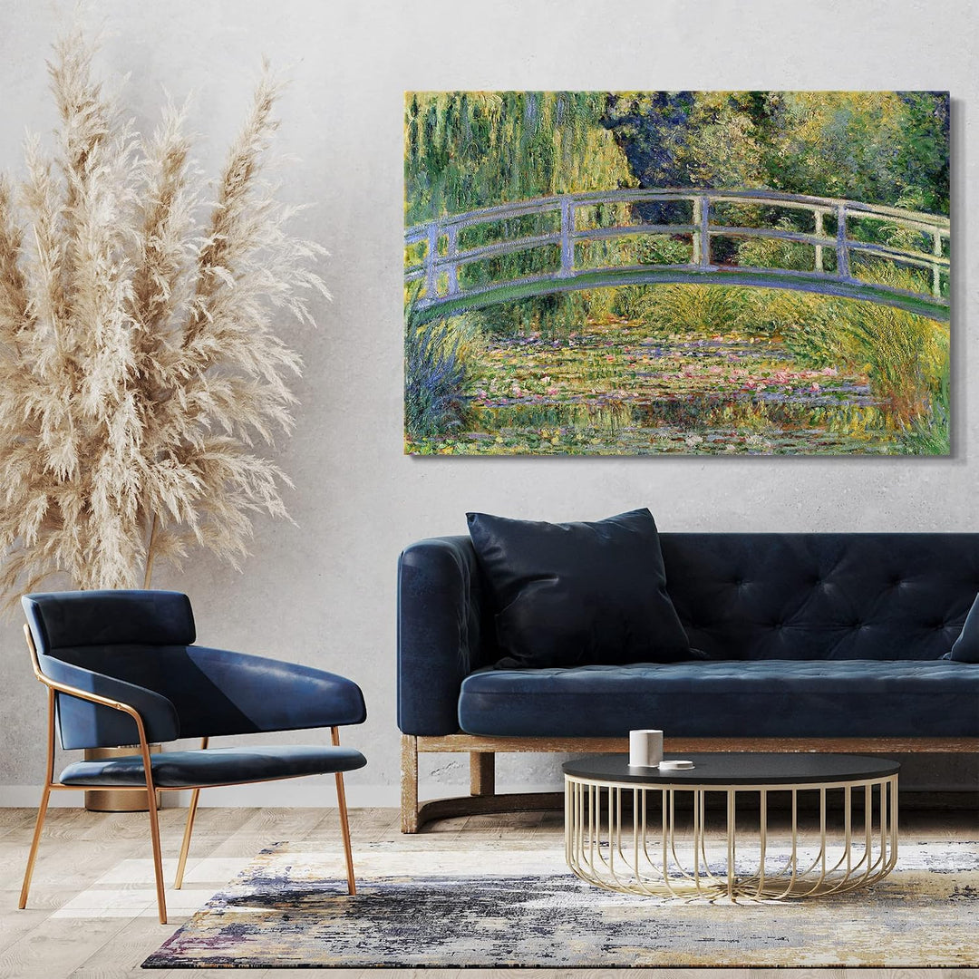 Printed Paintings Leinwand (100x70cm): Claude Monet - Japanische Brücke über den Seerosenteich (1 10