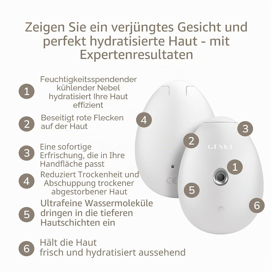 GESKE | SmartAppGuided™ Facial Hydration Refresher | 4 in 1 | Wasserzerstäuber | Gesichtsdampfer | W