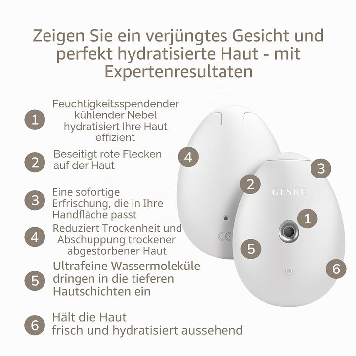 GESKE | SmartAppGuided™ Facial Hydration Refresher | 4 in 1 | Wasserzerstäuber | Gesichtsdampfer | W