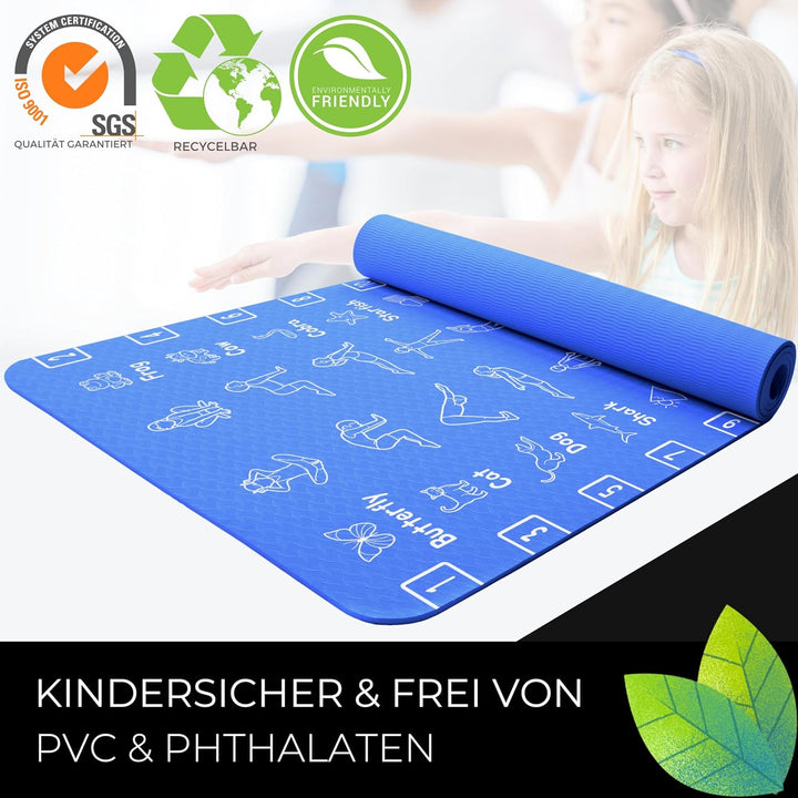 Plyopic Kinder Yogamatte – Leicht, Rutschfest, TPE Fitnessmatte – Ideal für Jungen &amp; Mädchen (3–12 J