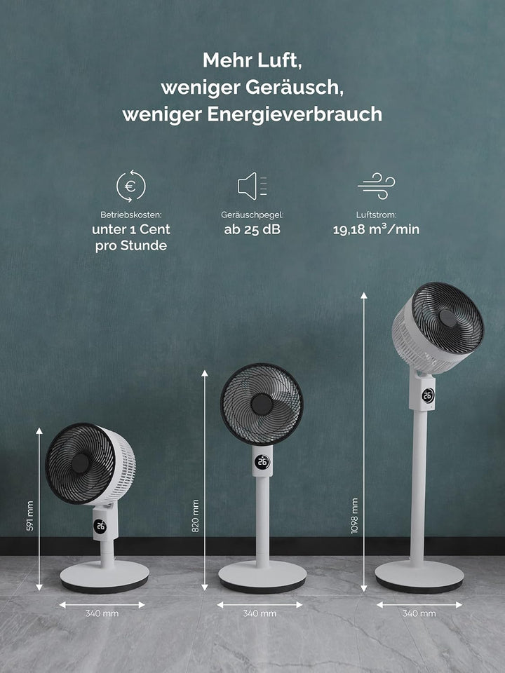 MEACO MeacoFan Sefte® 10 Pro Standventilator – kabellos mit Akku, bis zu 40 Std. Laufzeit, leise 25