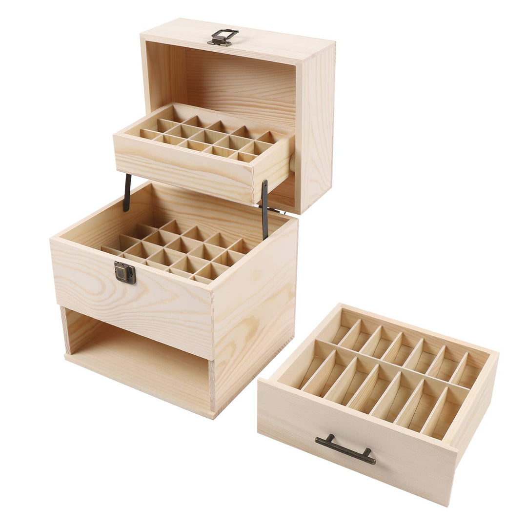 3 Etage Holz Ätherische Öle Aufbewahrung, Koffer für Ätherische Öle, 59 Löcher Aufbewahrungsboxen, f