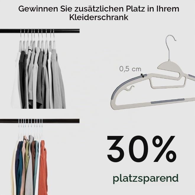 OGIVO Kunststoff Kleiderbügel – 50 er Set - rutschfest Bügel für Ihren Garderobe - kleine Stange für