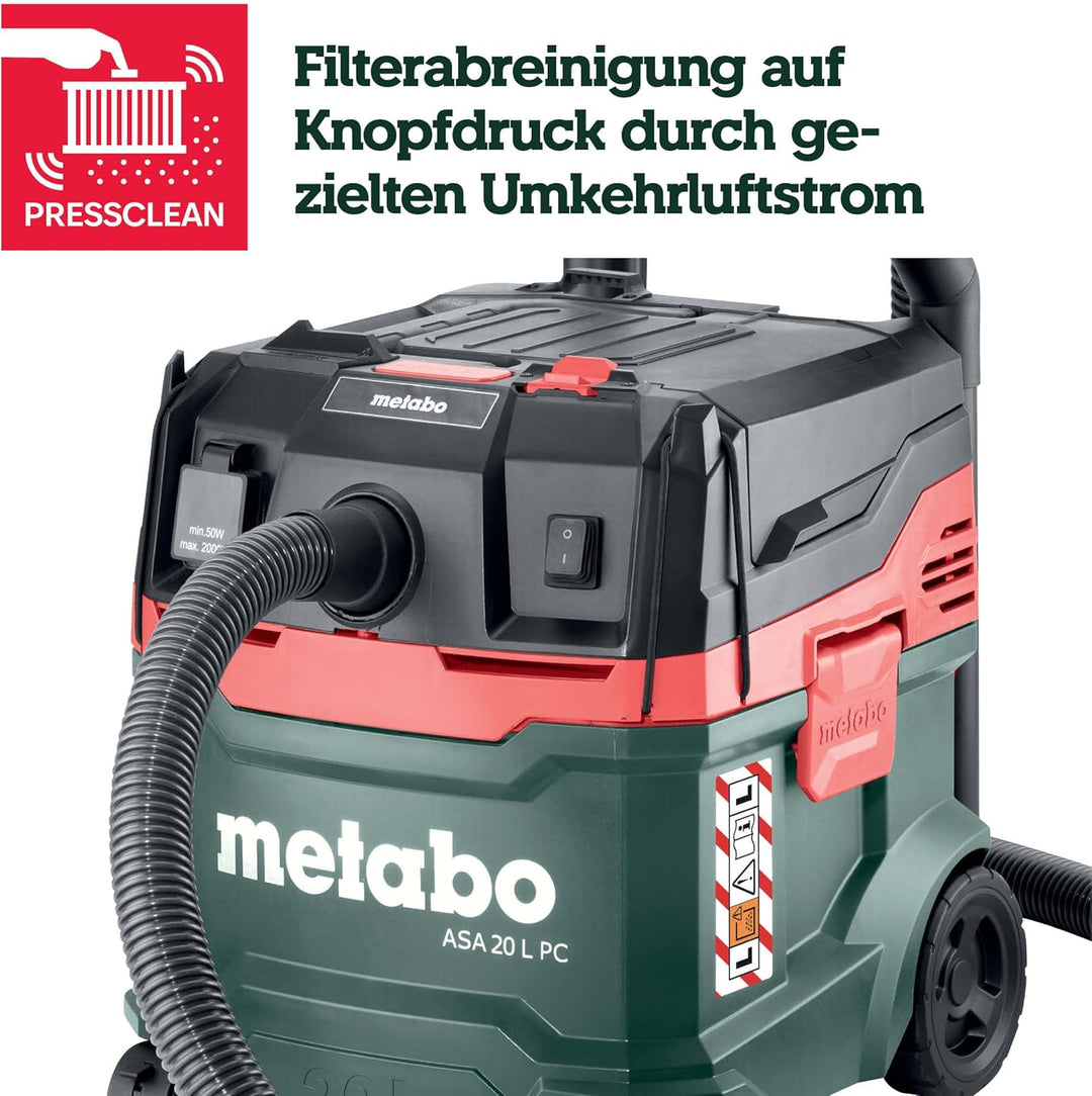 Metabo ASA 20 L PC Allessauger – 602085000 – Nass-/Trockensauger mit integrierter Filterabreinigung