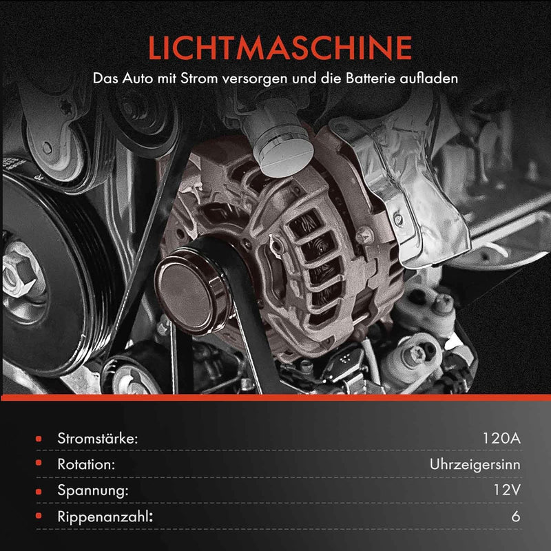 Frankberg Lichtmaschine Generator 120A Kompatibel mit C-Max DM2 1.8L 2.0L 2007-2010 Focus II DA DP H