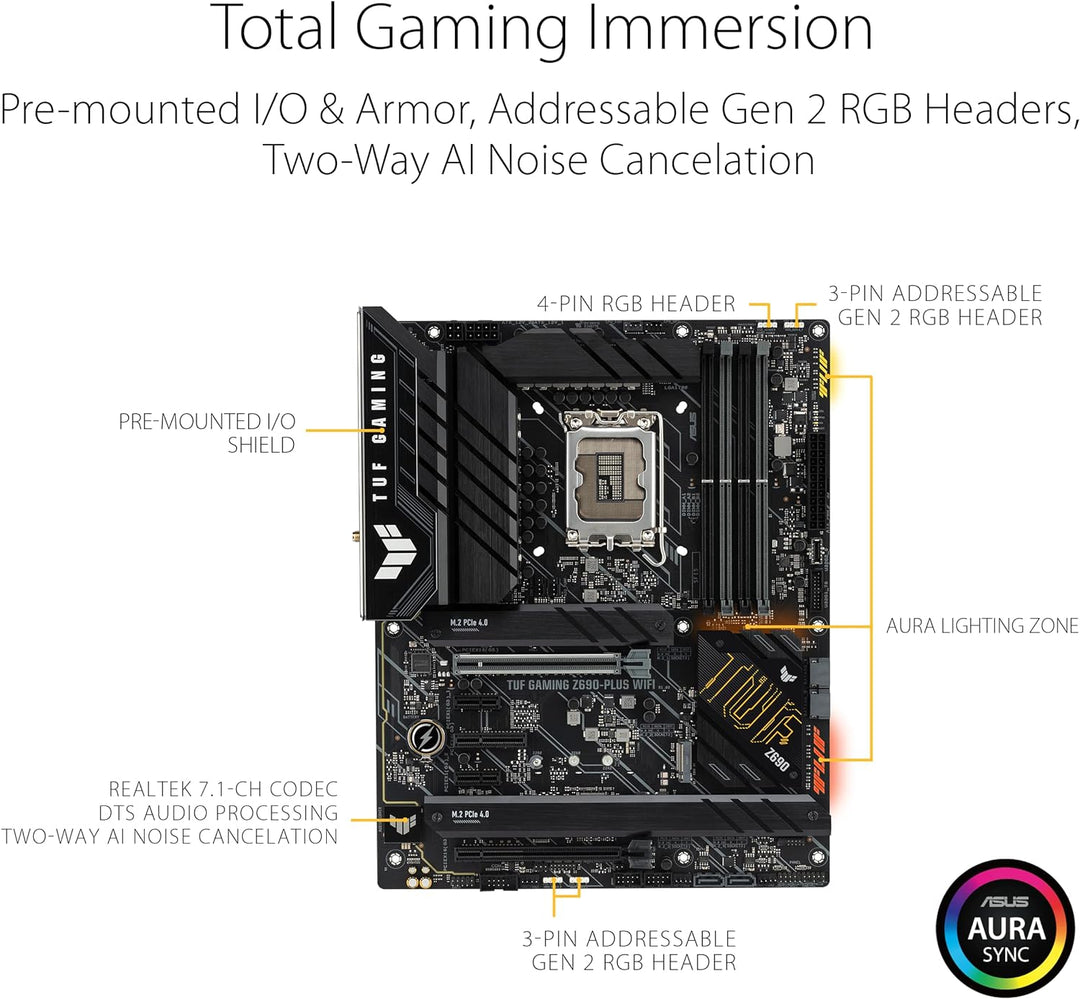 ASUS TUF Gaming Z690-PLUS WiFi Mainboard Sockel Intel LGA 1700 (Intel Z690, ATX, PCIe 5.0, DDR4, 4X