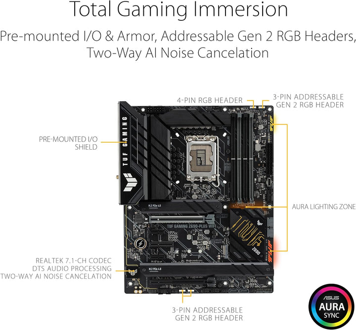 ASUS TUF Gaming Z690-PLUS WiFi Mainboard Sockel Intel LGA 1700 (Intel Z690, ATX, PCIe 5.0, DDR4, 4X
