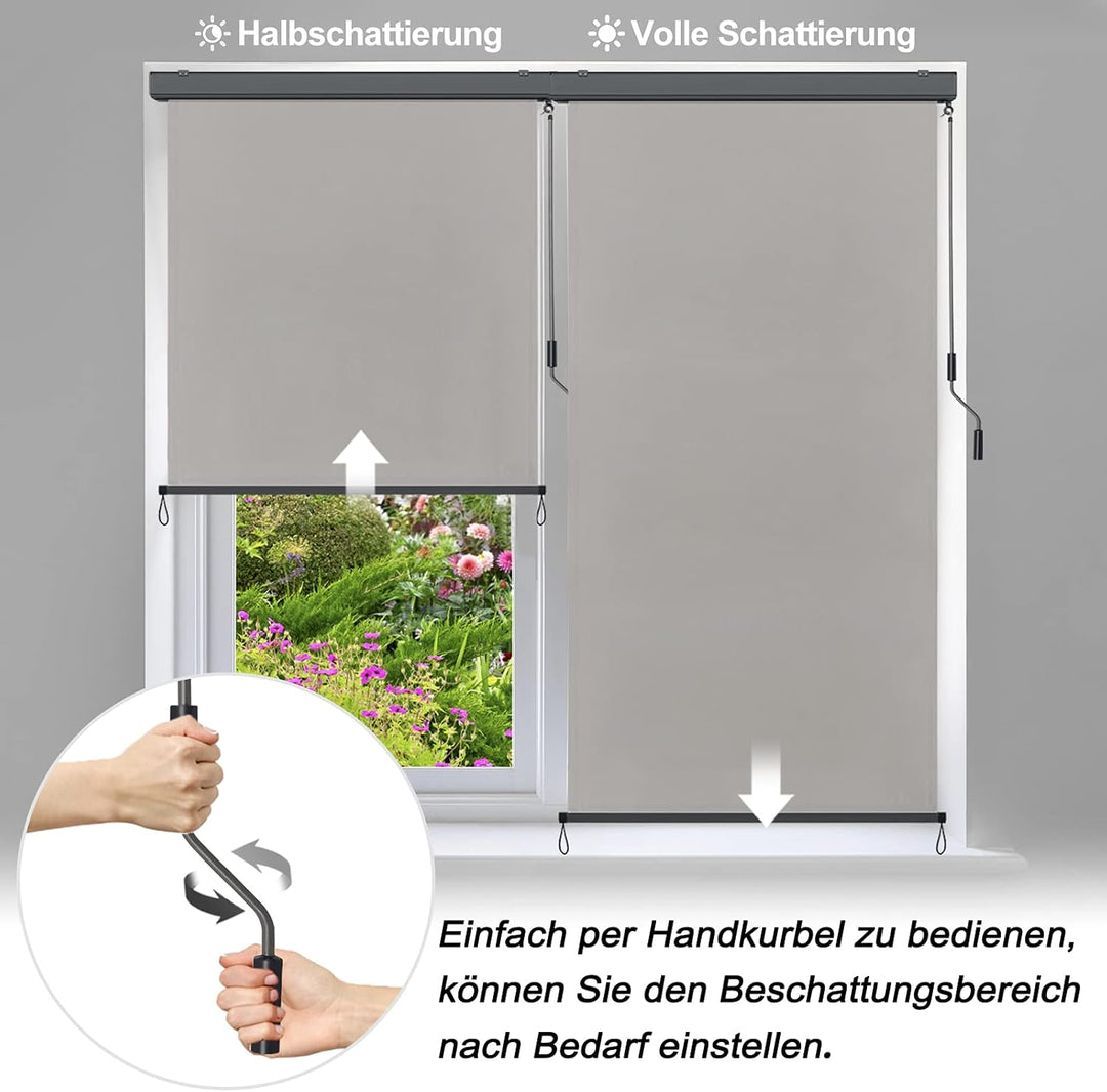 NAIZY Aussenrollo Senkrechtmarkise Ohne Bohren Verdunkelungsrollo Klemmfix mit UV Schutz, Reflektier