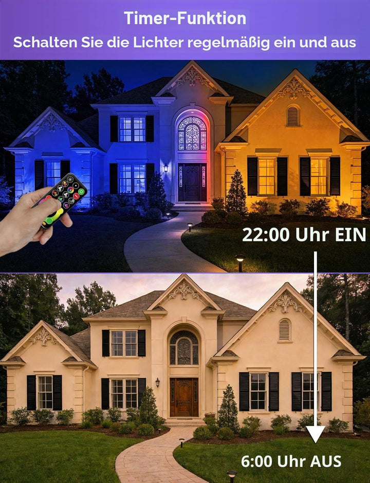 HEKEE Led Strahler Aussen, Farbwechsel, DIY-Blitzmodus, RGB Led Fluter 12 Farben, Timer, Fernbedienu