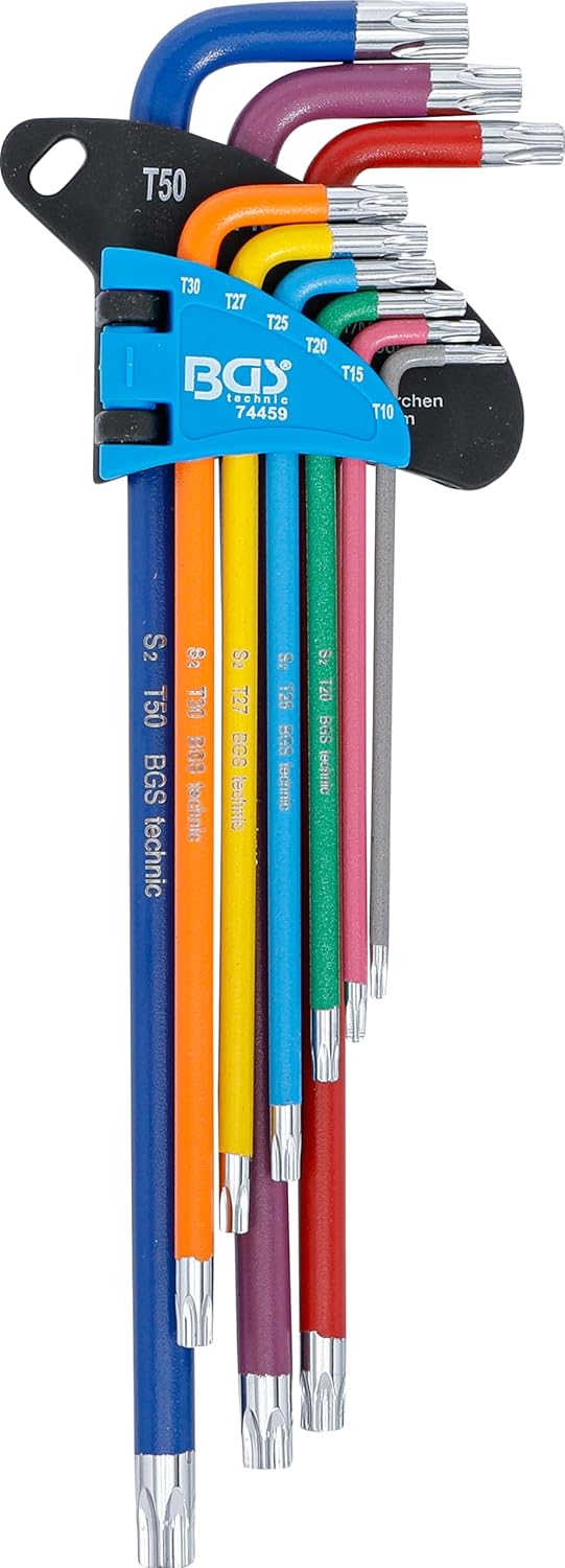 BGS 74459 | Winkelschlüssel-Satz | Multicolour | extra lang | T-Profil (für Torx) T10 - T50 | 9-tlg.
