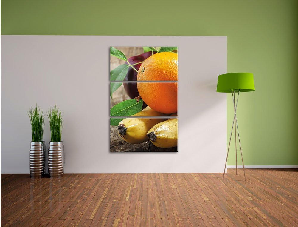 Pixxprint Leckeres Obst 3-Teiler Leinwandbild 120x80 Bild auf Leinwand