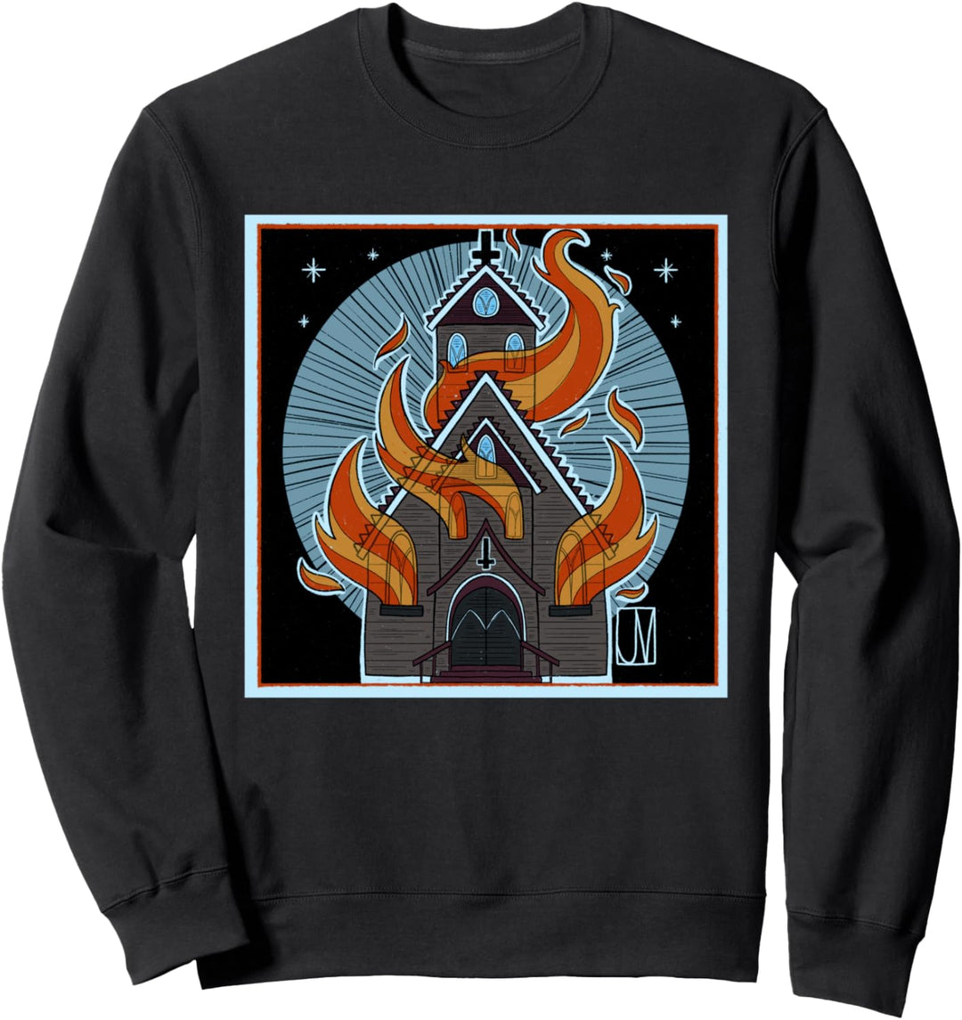 Burning Church Black Metal Antichrist Satan Sweatshirt