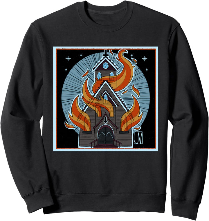 Burning Church Black Metal Antichrist Satan Sweatshirt