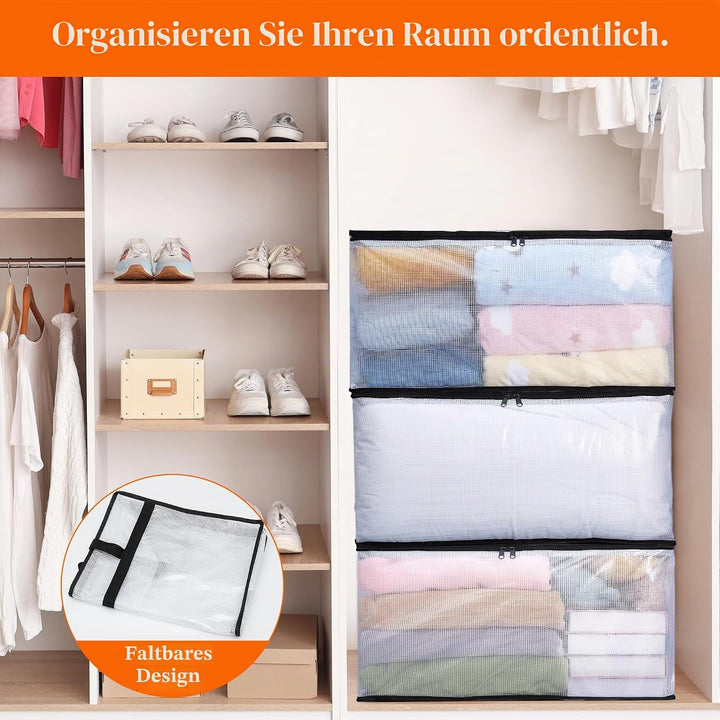 Vieshful 7 Stück 60L Faltbare Aufbewahrungstasche gross aus Transparentem PVC mit Reissverschluss &amp;