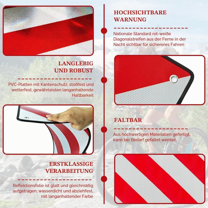 2 in1 Aluminium Warning Sign for Italy/Spain, 2 Stück Warning Sign Italy and Spain with 8 Tie Down S