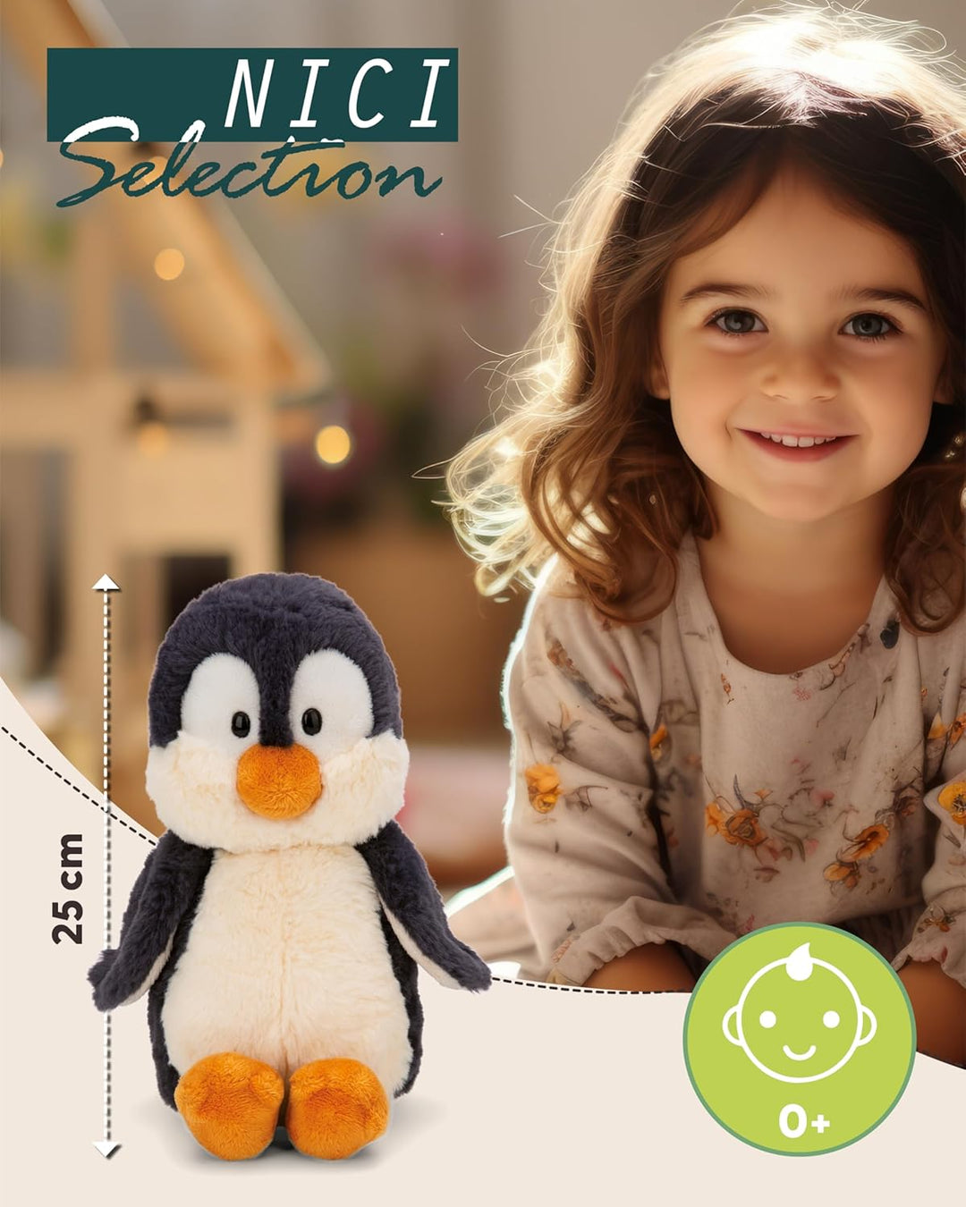 NICI Kuscheltier Pinguin Peppi 25cm - Stofftier aus weichem Plüsch, niedliches Plüschtier zum Kusche