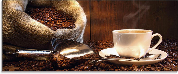 ARTland Glasbilder Wandbild Glas Bild einteilig 125x50 cm Querformat Kaffee Cafe Coffee Cappucino Ka